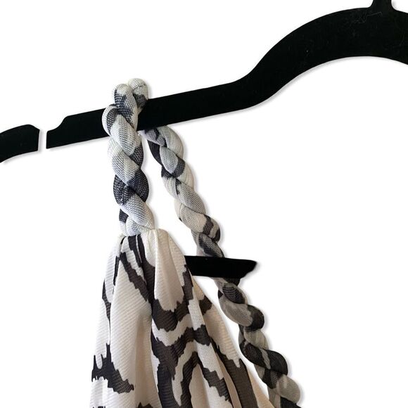 Nicholas Drue Draped Asymmetrical Midi Dress black white print braid Revolve 12 - Picture 5 of 14